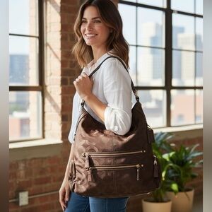 COACH CAMBRIDGE XL Op Art hobo bag 14087 Chocolate Brown
